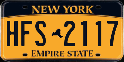 NY license plate HFS2117