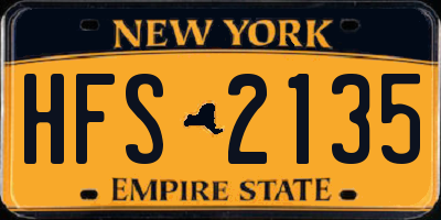NY license plate HFS2135