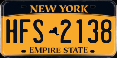 NY license plate HFS2138