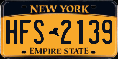 NY license plate HFS2139