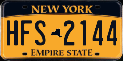 NY license plate HFS2144