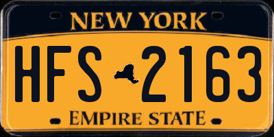 NY license plate HFS2163