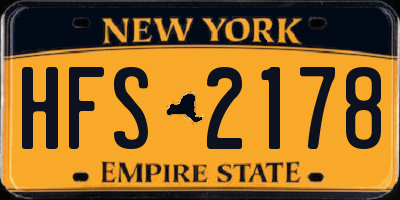 NY license plate HFS2178