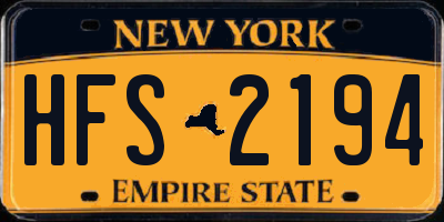 NY license plate HFS2194