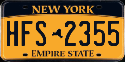 NY license plate HFS2355