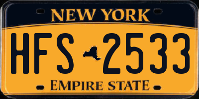 NY license plate HFS2533