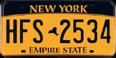 NY license plate HFS2534