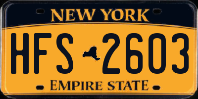 NY license plate HFS2603