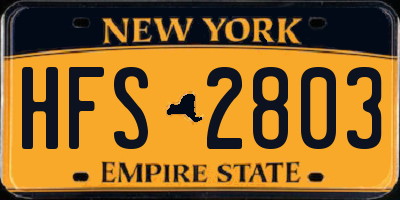 NY license plate HFS2803