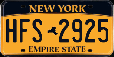 NY license plate HFS2925