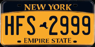NY license plate HFS2999