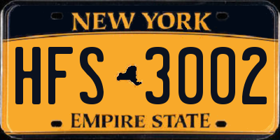 NY license plate HFS3002