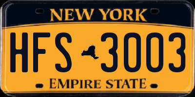 NY license plate HFS3003
