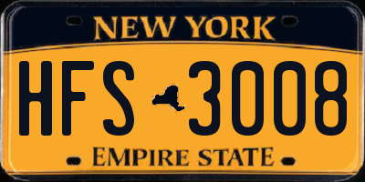 NY license plate HFS3008