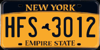 NY license plate HFS3012