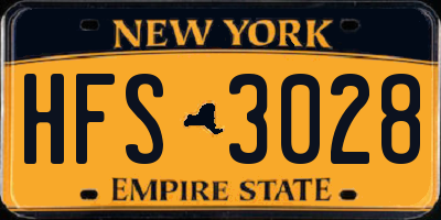 NY license plate HFS3028