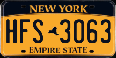 NY license plate HFS3063