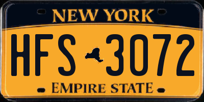 NY license plate HFS3072