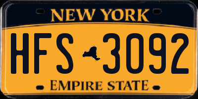 NY license plate HFS3092