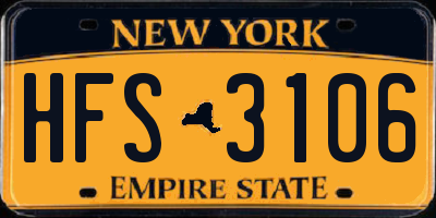 NY license plate HFS3106