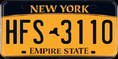 NY license plate HFS3110