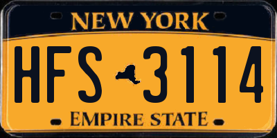 NY license plate HFS3114