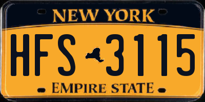 NY license plate HFS3115