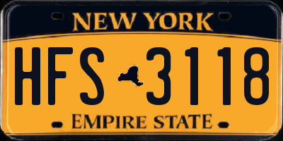 NY license plate HFS3118