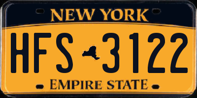 NY license plate HFS3122
