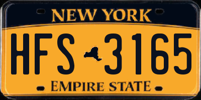 NY license plate HFS3165