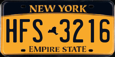 NY license plate HFS3216
