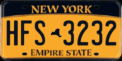 NY license plate HFS3232
