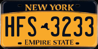 NY license plate HFS3233