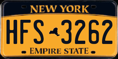 NY license plate HFS3262