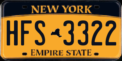 NY license plate HFS3322