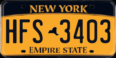 NY license plate HFS3403