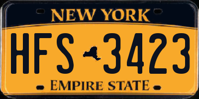 NY license plate HFS3423