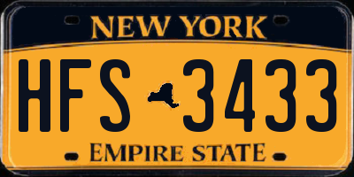 NY license plate HFS3433