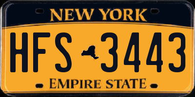 NY license plate HFS3443