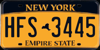 NY license plate HFS3445