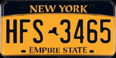 NY license plate HFS3465