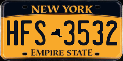 NY license plate HFS3532
