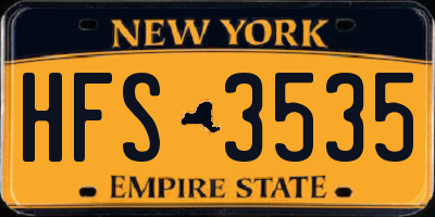 NY license plate HFS3535