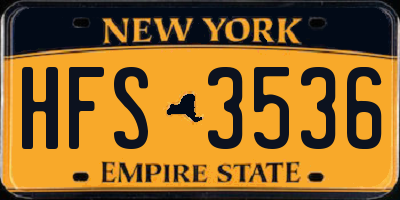 NY license plate HFS3536