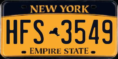 NY license plate HFS3549