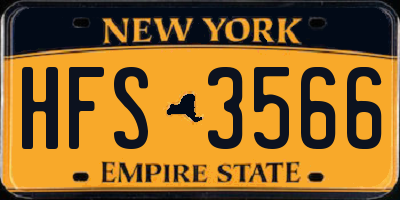 NY license plate HFS3566