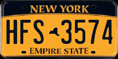 NY license plate HFS3574