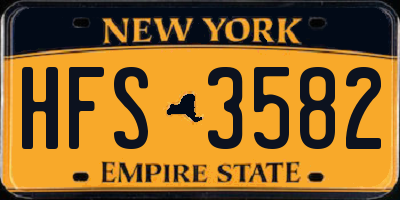 NY license plate HFS3582
