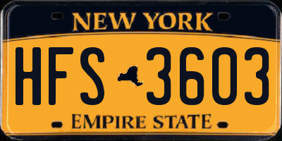 NY license plate HFS3603