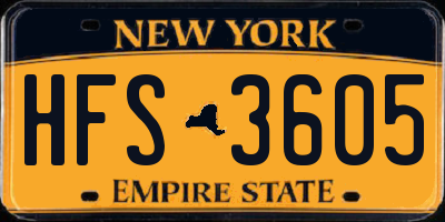 NY license plate HFS3605